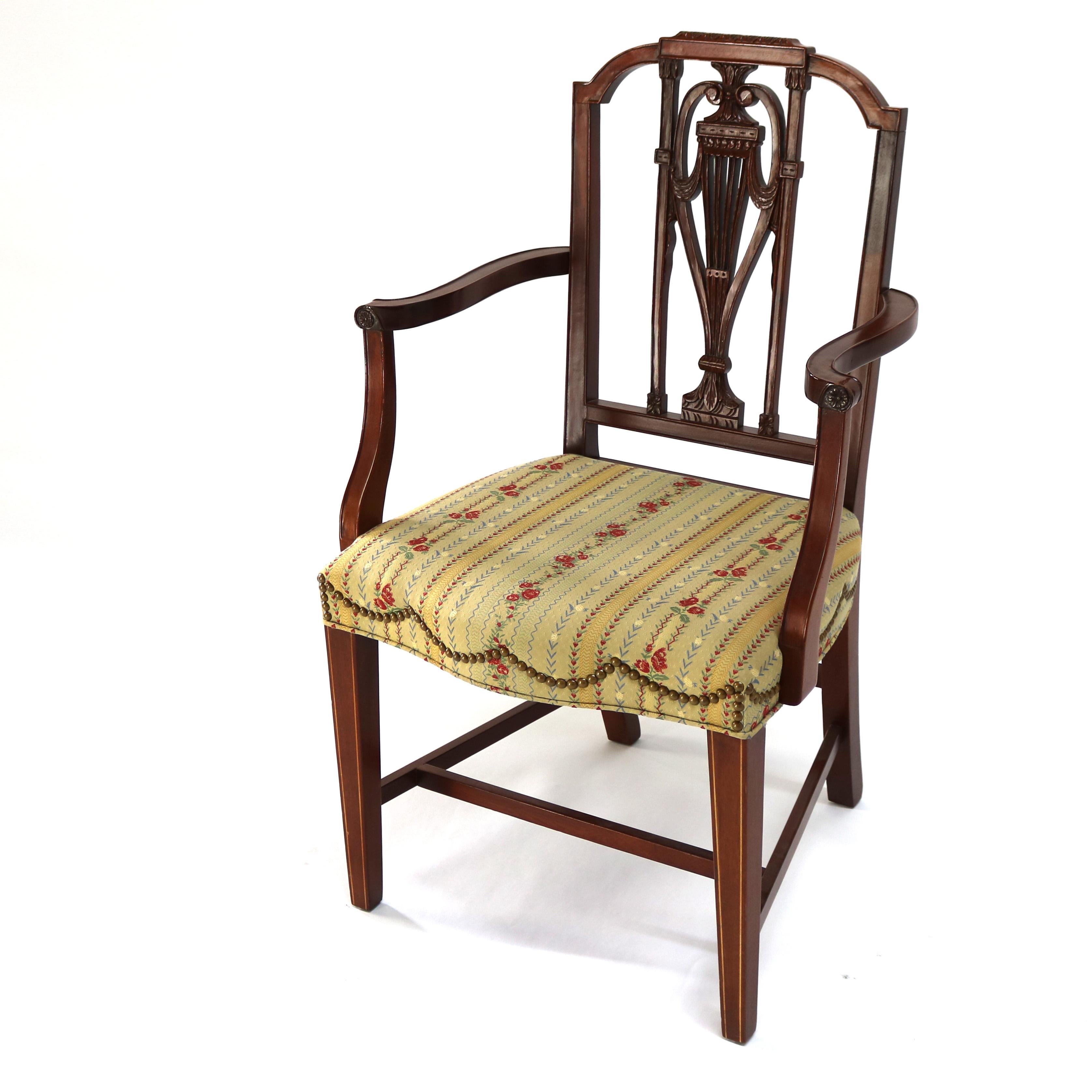 Four Antique Mt. Vernon Hickory Chair Co Hepplewhite Mahogany Shield Back Chairs For Sale 1