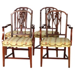 Four Antique Mt. Vernon Hickory Chair Co Hepplewhite Mahogany Shield Back Chairs