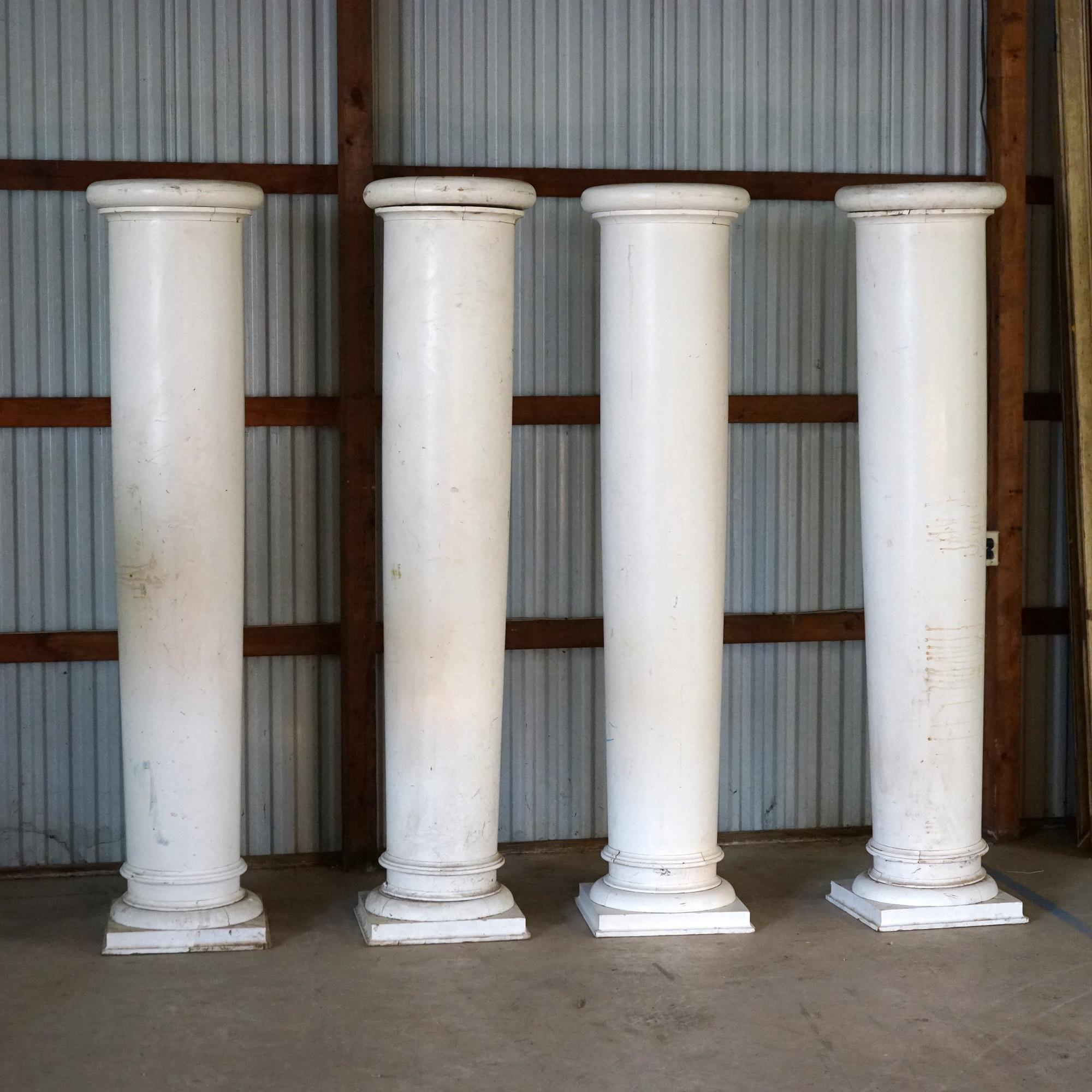 Painted Four Antique Neoclassical Wood Architectural Grecian Doric Style Columns 19th C