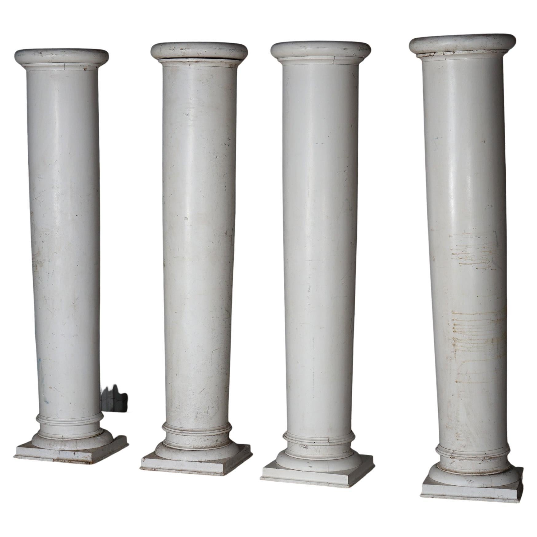 Four Antique Neoclassical Wood Architectural Grecian Doric Style Columns 19th C