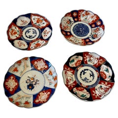 Four Antique Original Hand Painted Imari Plates