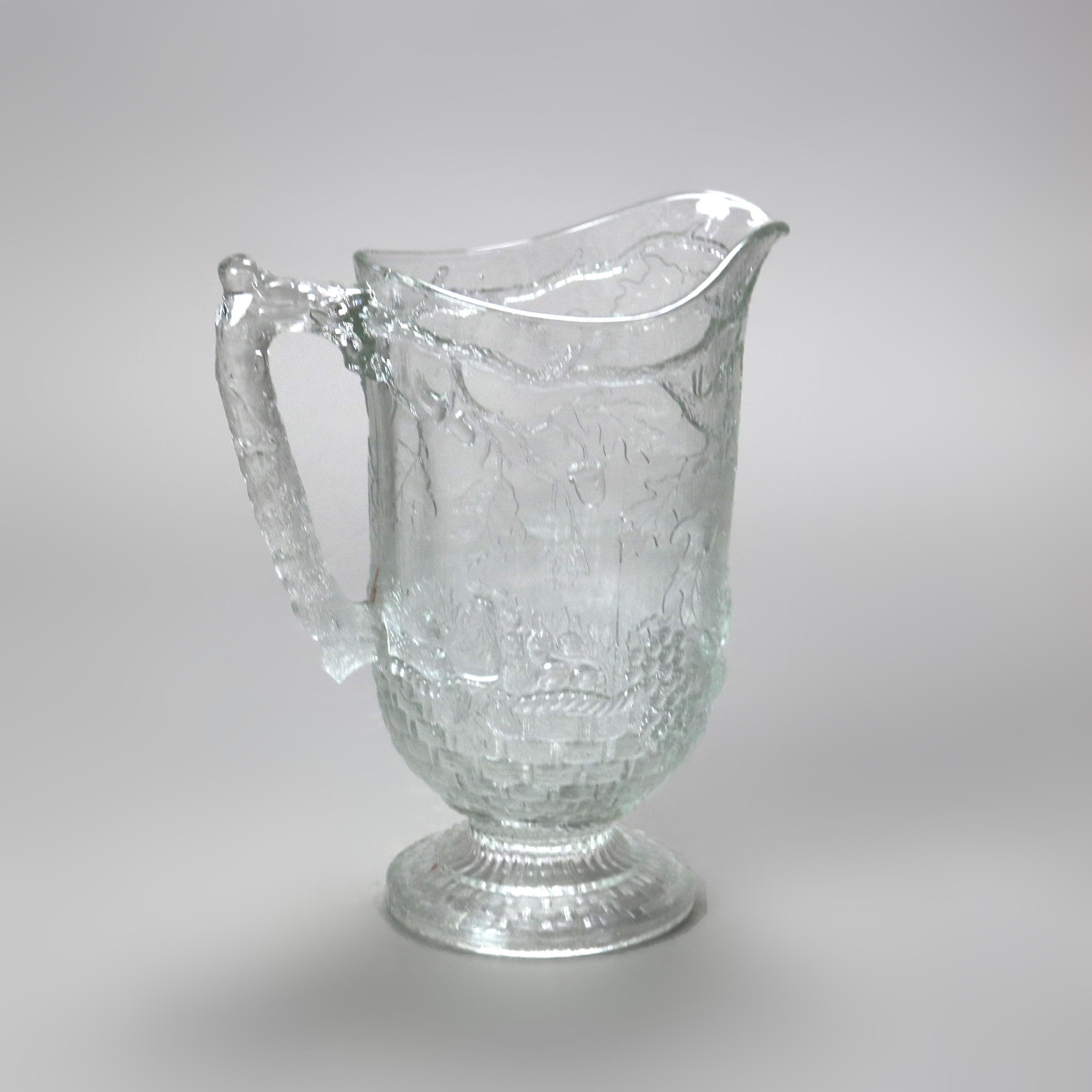Quatre pichets d'eau anciens en verre pressé du 19ème siècle Bon état - En vente à Big Flats, NY
