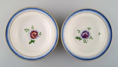 Four Antique Royal Copenhagen Deep Plates in Hand Painted Porcelain