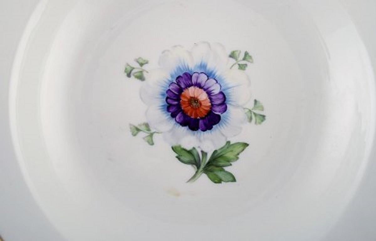 19th Century Four Antique Royal Copenhagen Deep Plates in Hand Painted Porcelain For Sale