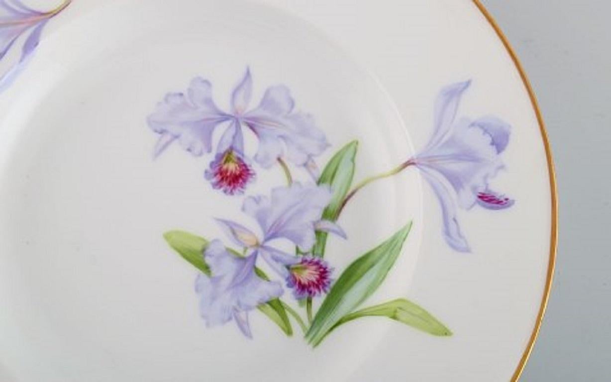 Danish Four Antique Royal Copenhagen Deep Plates in Porcelain with Hand-Painted Flowers For Sale