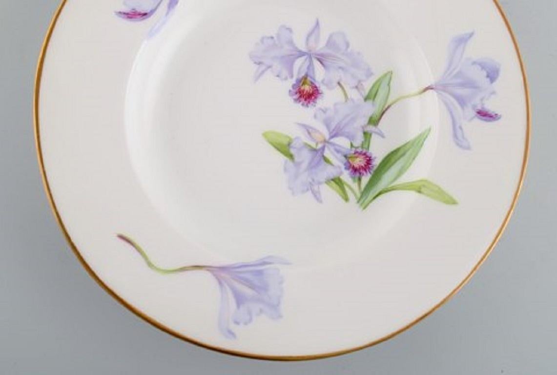 20th Century Four Antique Royal Copenhagen Deep Plates in Porcelain with Hand-Painted Flowers For Sale