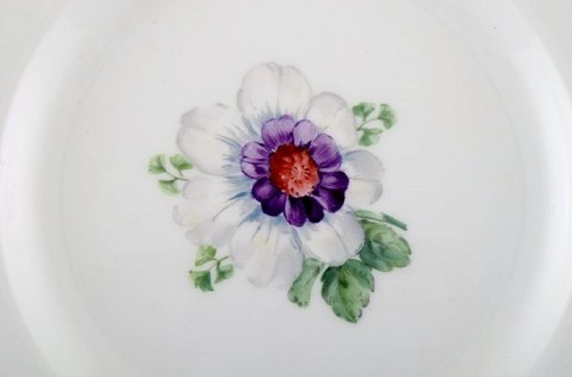 19th Century Four Antique Royal Copenhagen Plates in Hand Painted Porcelain with Flowers For Sale