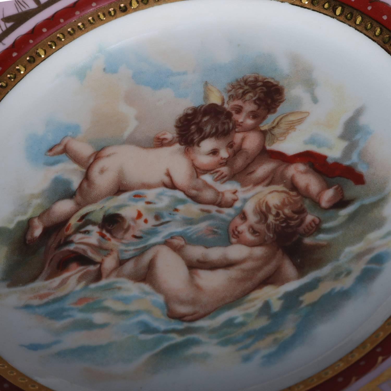 Four Antique Royal Vienna Classical Hand-Painted and Gilt Porcelain Plates In Good Condition In Big Flats, NY