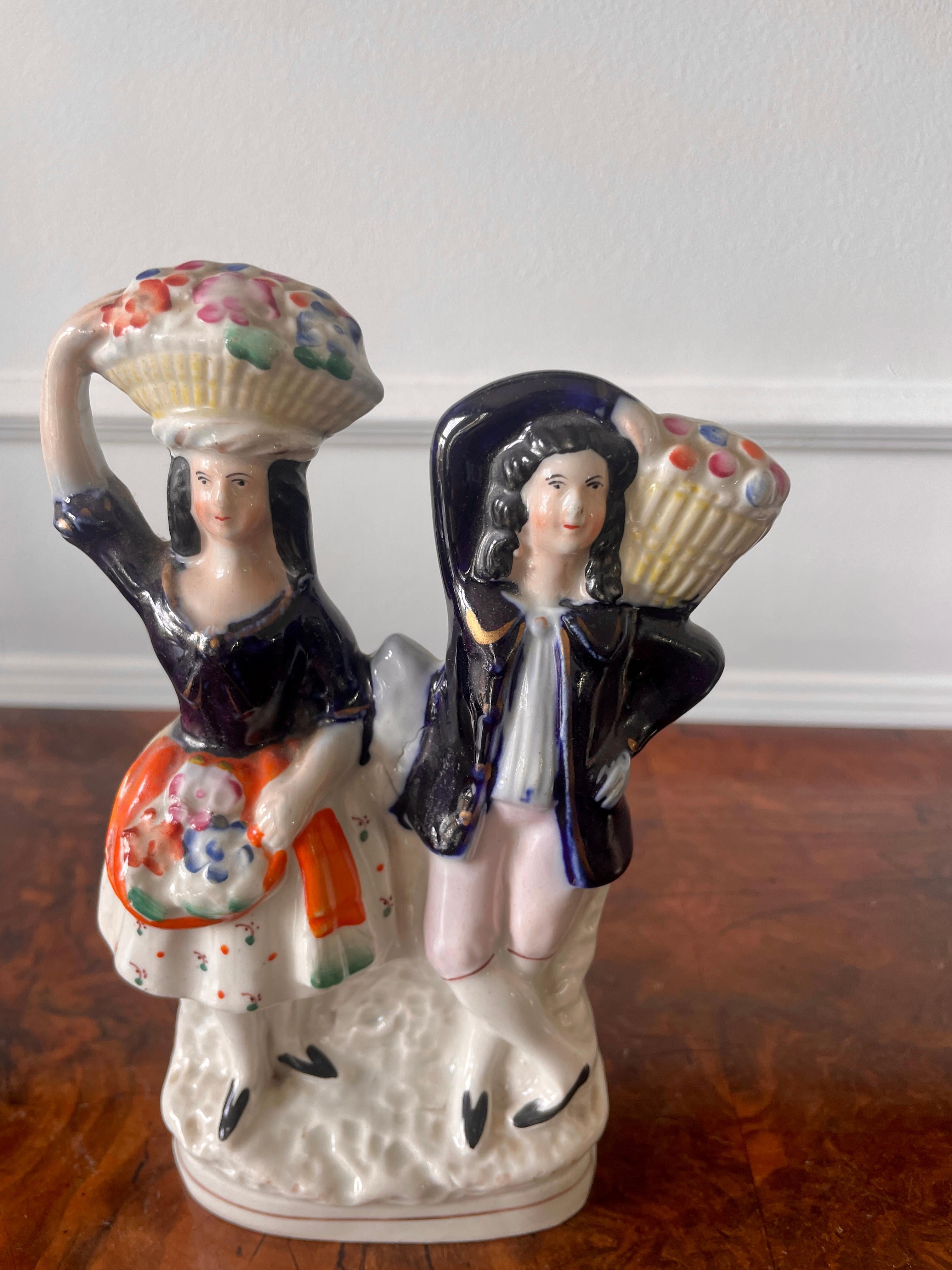 Four Antique Staffordshire Flatback Figures In Good Condition For Sale In Suffolk, GB