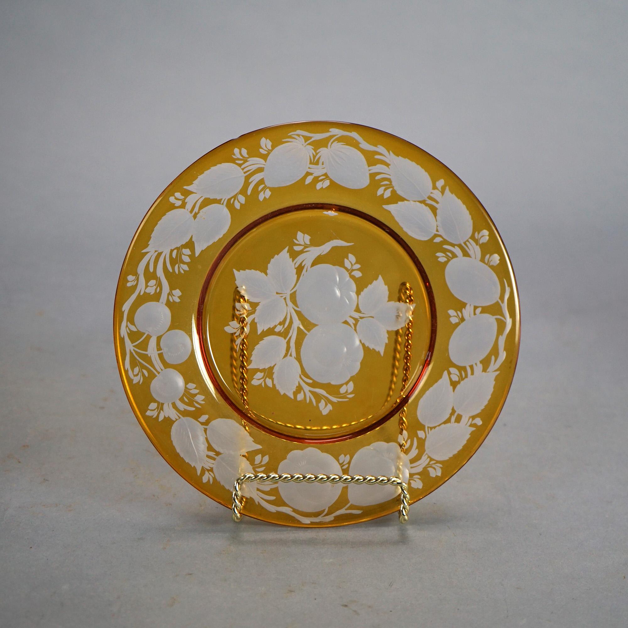 Four Antique Steuben Art Glass Plates C1930 In Good Condition In Big Flats, NY