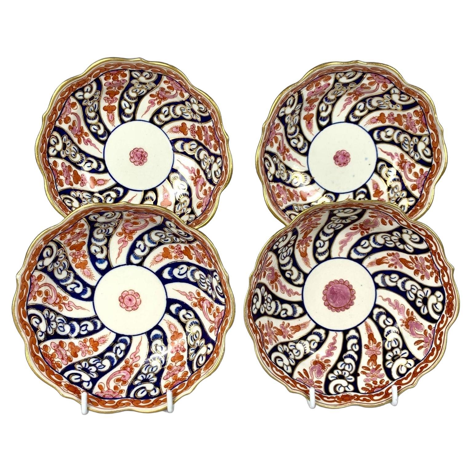 Four Antique Worcester Porcelain Bowls in Queen Charlotte Pattern England C.1775