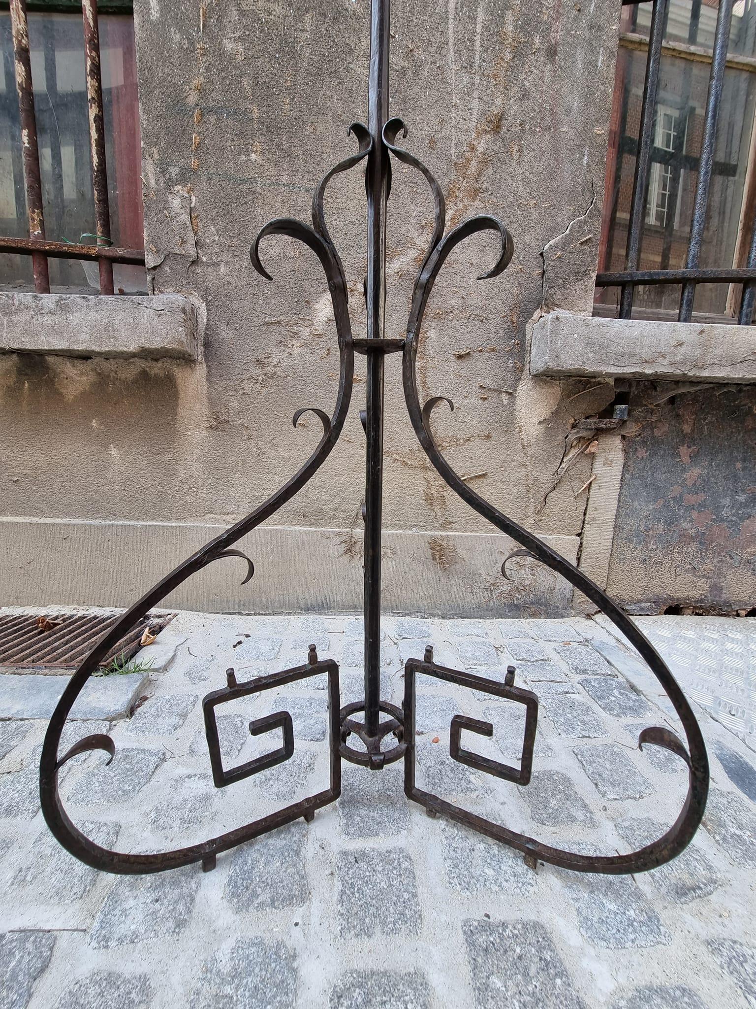 Four Antique Wrought Iron Art Deco Castle Monastery Floor Lamps or Candlestick For Sale 6
