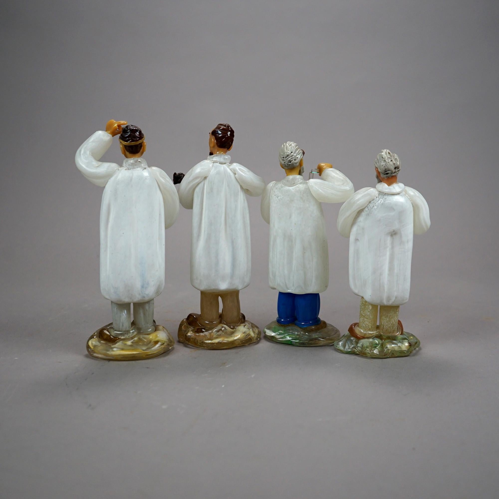 Four Arcadia Czech Murano Art Glass Figurines of Medical Professionals, 20th C 1