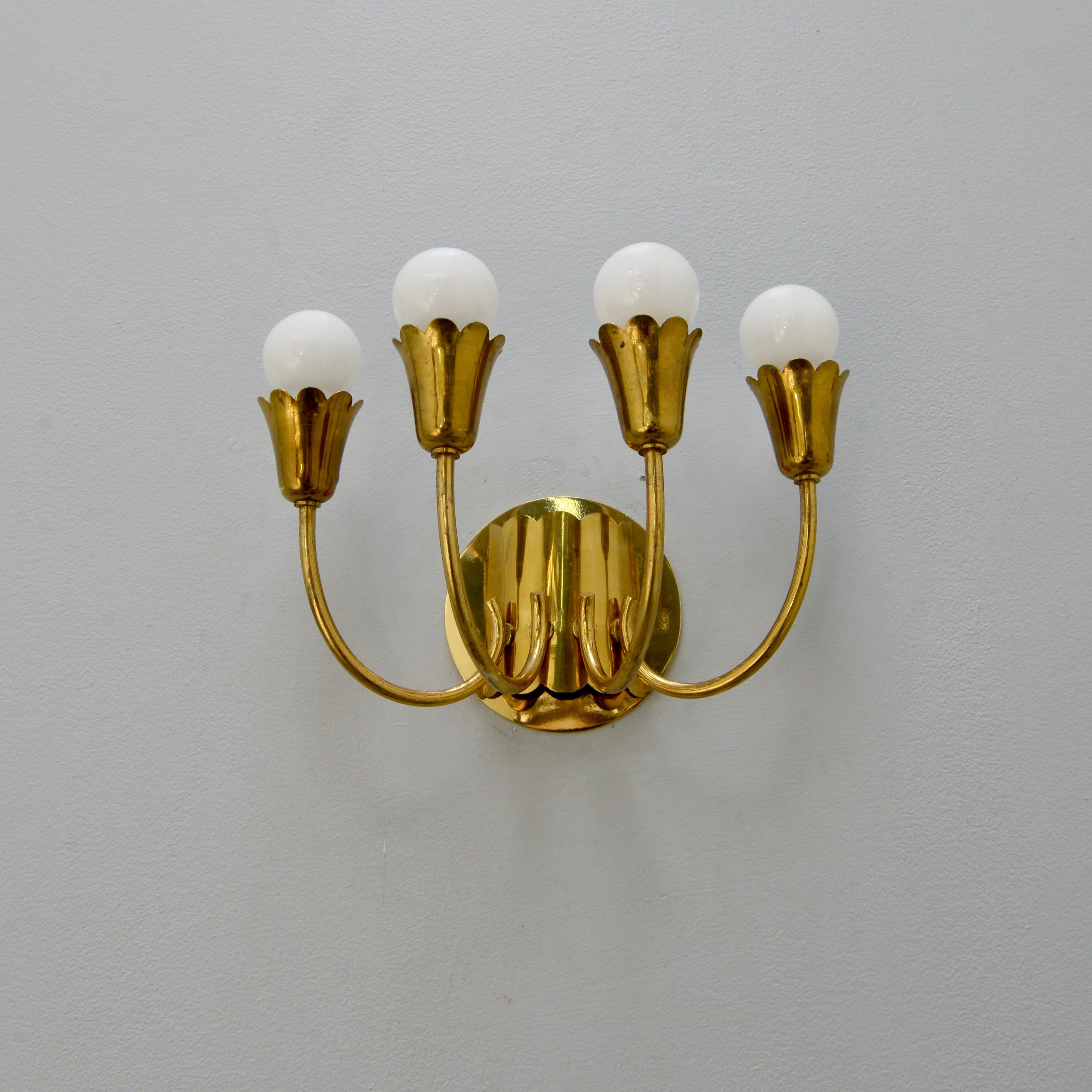 Mid-20th Century Four Arm Botanical Sconces