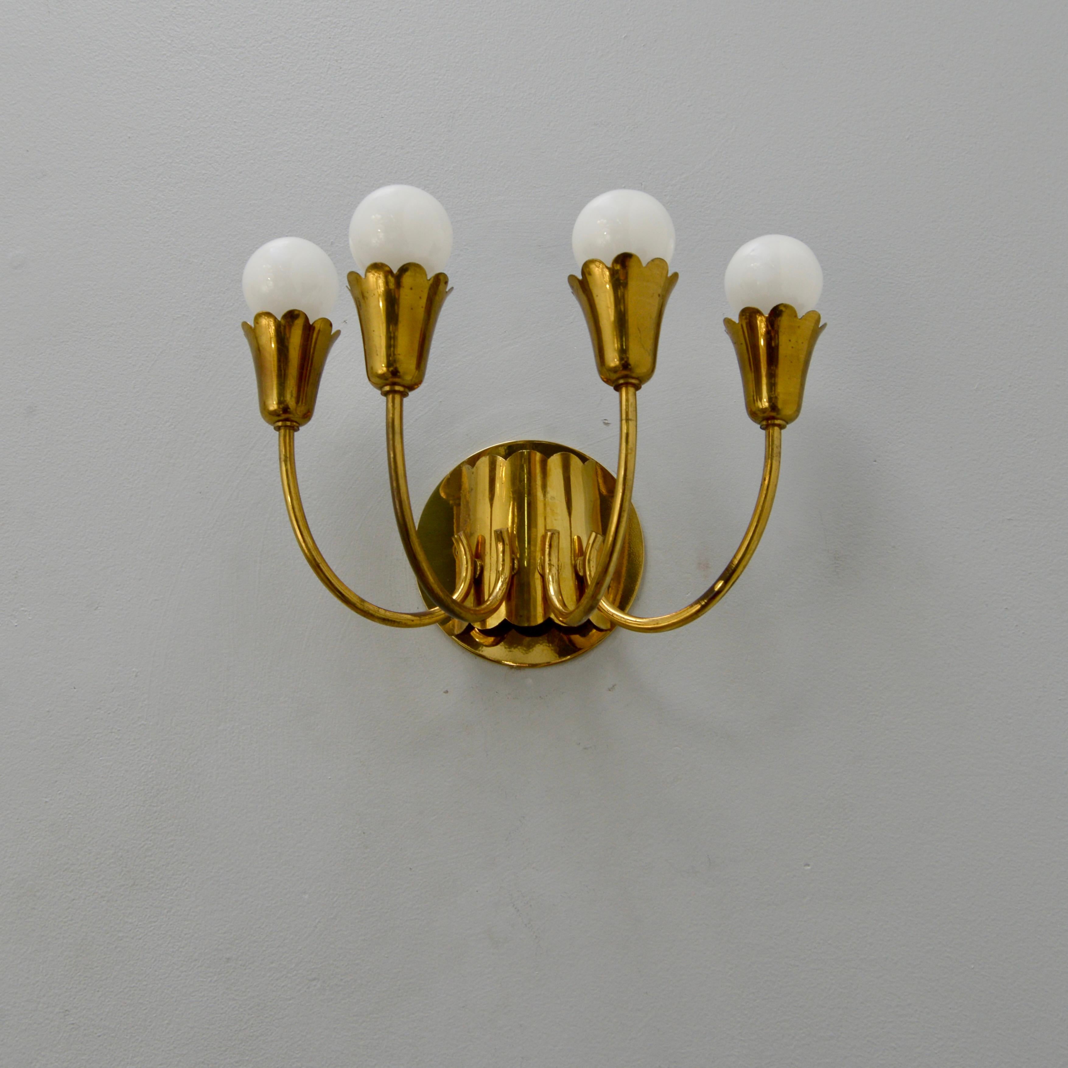 Brass Four Arm Botanical Sconces