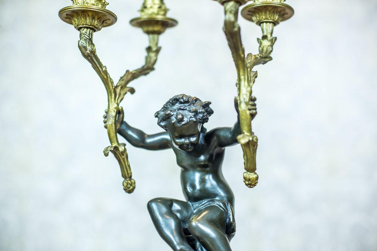 French Antique Four-Arm Bronze Candelabra, circa 19th Century For Sale