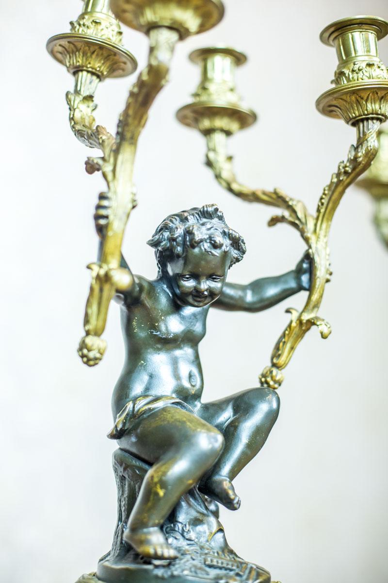 Antique Four-Arm Bronze Candelabra, circa 19th Century For Sale 1