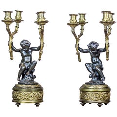 Candélabre ancien à quatre bras en bronze, vers le XIXe siècle