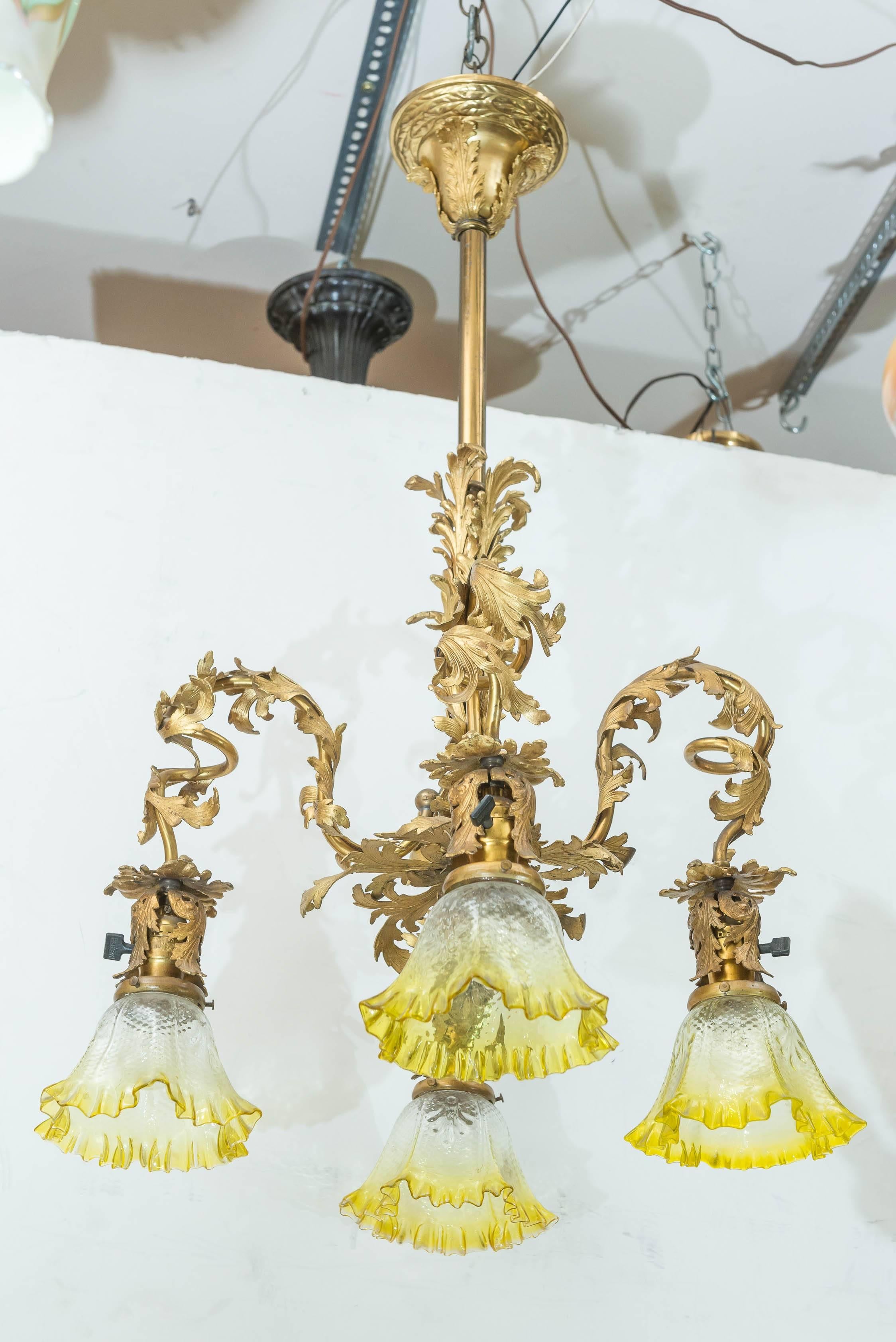 Four-Arm Rococo Revival Gilt Bronze Chandelier 3