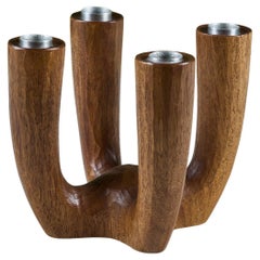 Four Arm Sculpted Wood Candle Holder by Laur Jensen for Odense