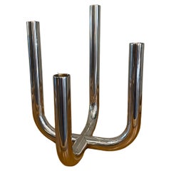 Four-Armed Candlestick, Chrome-Plated, Post Modern