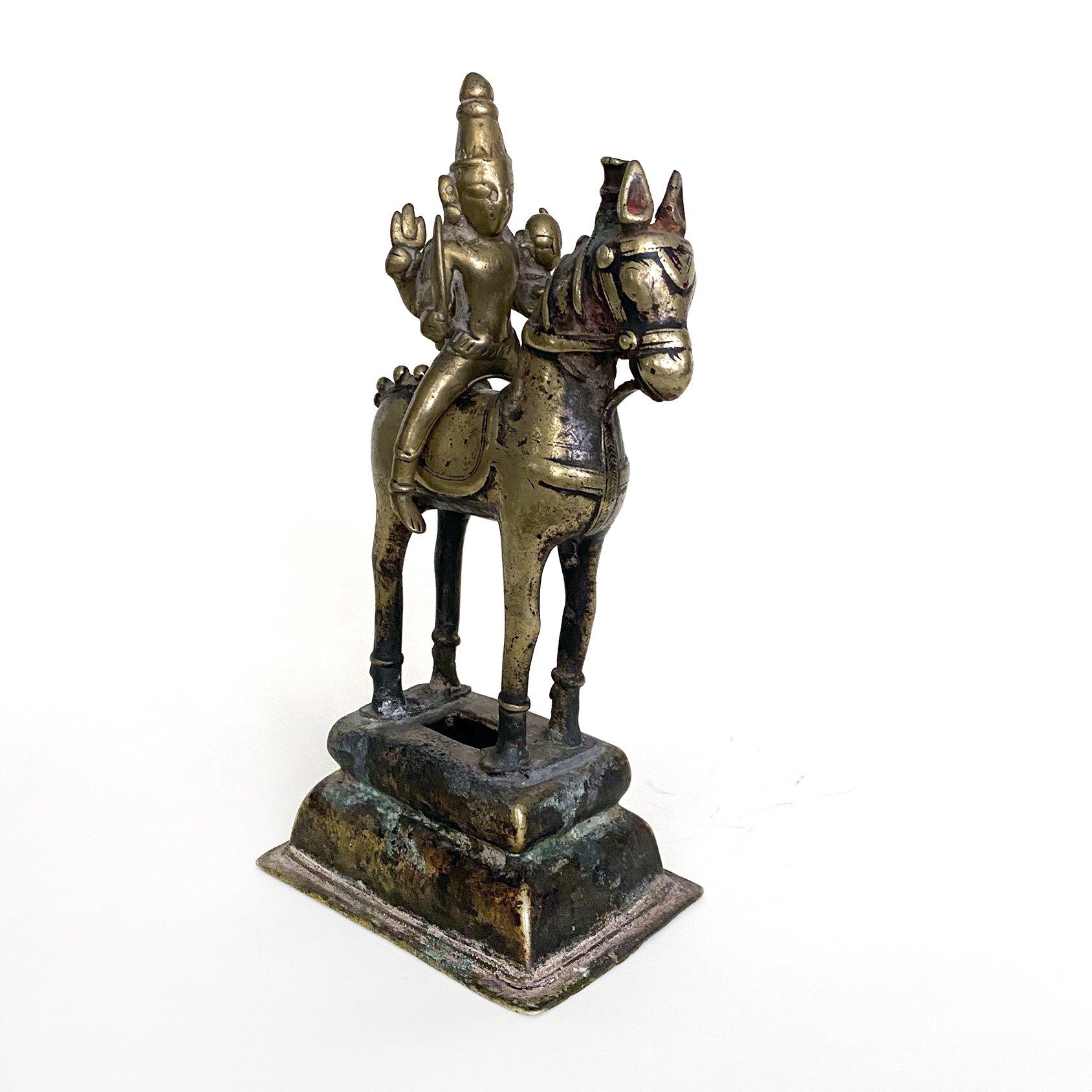 Anglo-Indian Four Armed Shiva on Horse Holding Uma, Brass Bronze, India, 19th Century