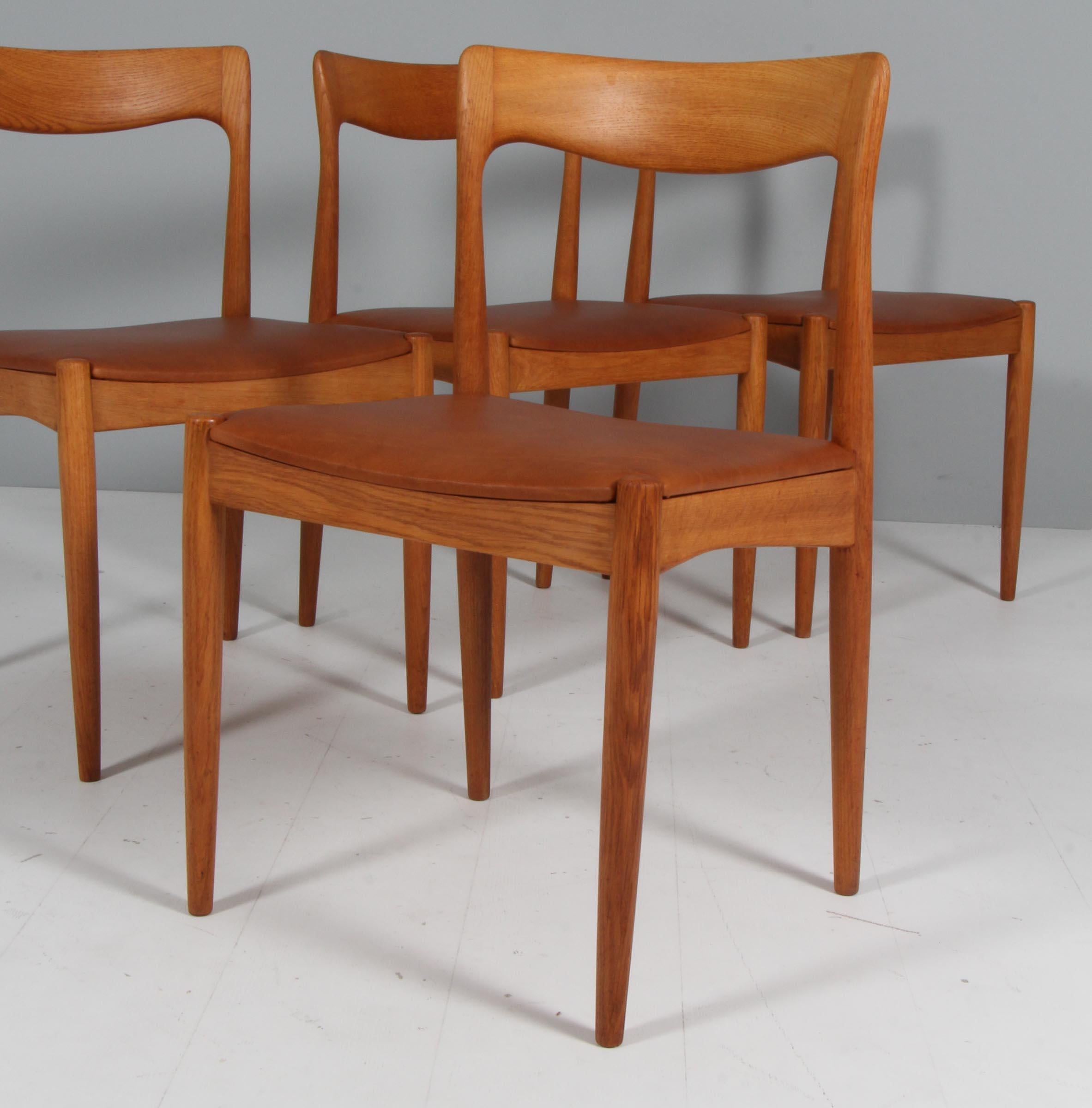 Danish Four Arne Vodder Dining Chairs, Solid oak