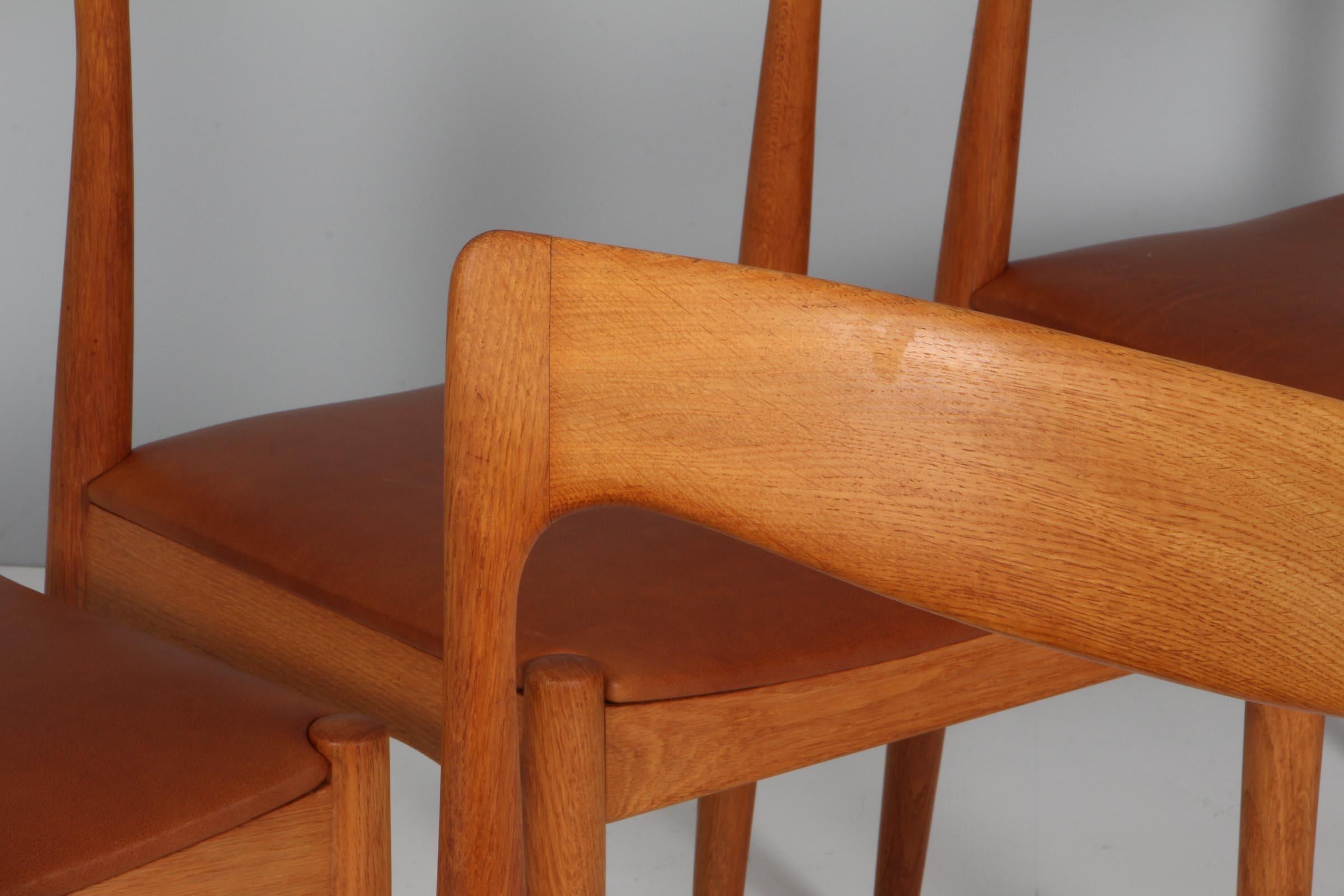 Mid-20th Century Four Arne Vodder Dining Chairs, Solid oak