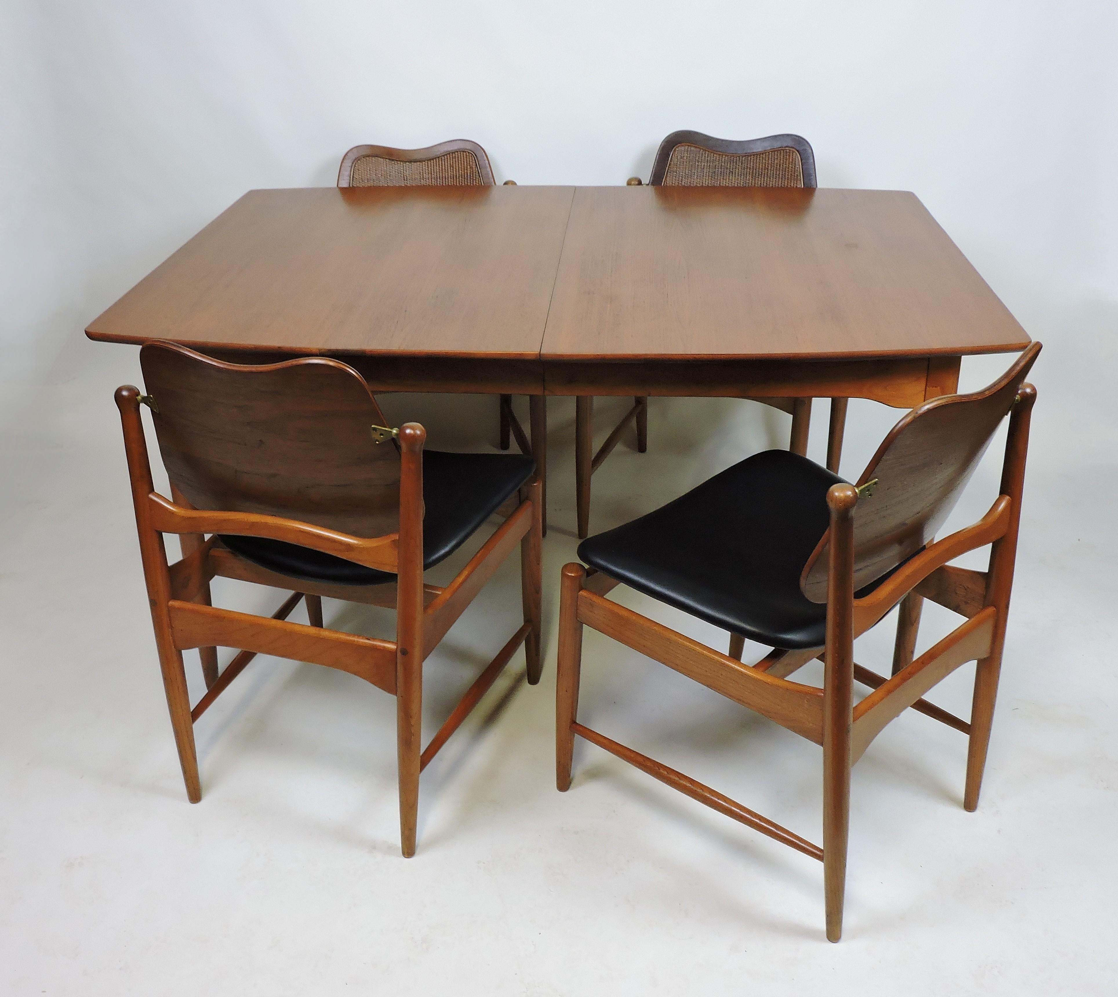 Four Arne Vodder Midcentury Danish Modern Teak and Cane Dining Chairs 5