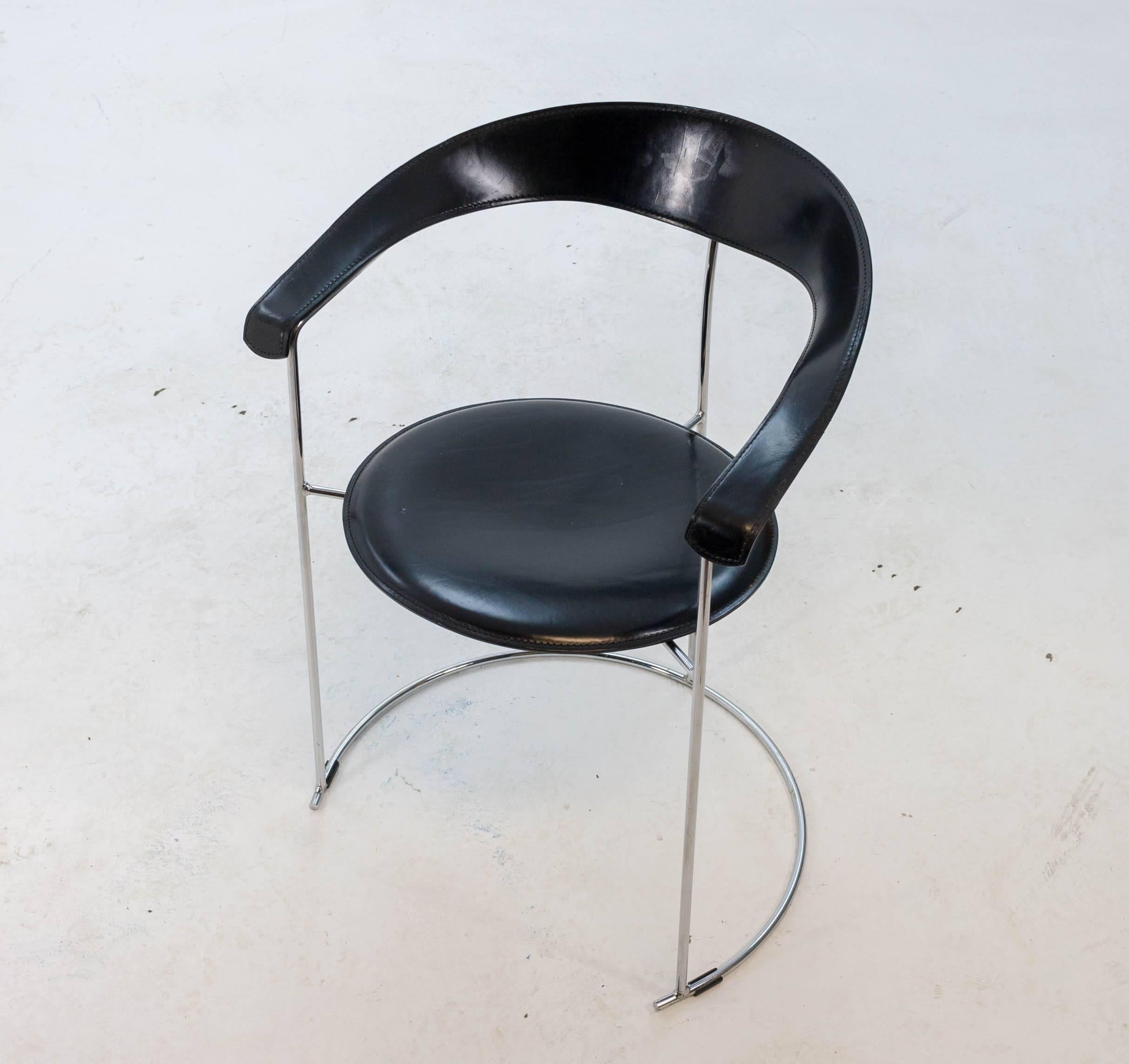 Vier Arrben Canasta-Stühle aus schwarzem Leder, 1960er Jahre 2