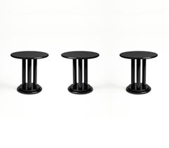 Four Art Deco Black Lacquer Chestnut Pedestal Tables, 20th Century