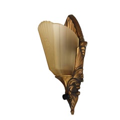 Four Art Deco Bronze Finish Slip Shade Wall Sconces c1920