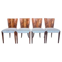Four Art Deco chairs, designed by J Halabala, Czechoslovakia, 1930s. Renovated.