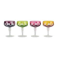 Four Art Deco Champagne Bowls, Bohemian Glass