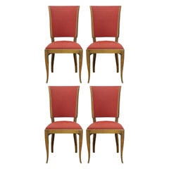 Antique Four Art Deco Dining Chairs French to Recover / Restore, circa 1930