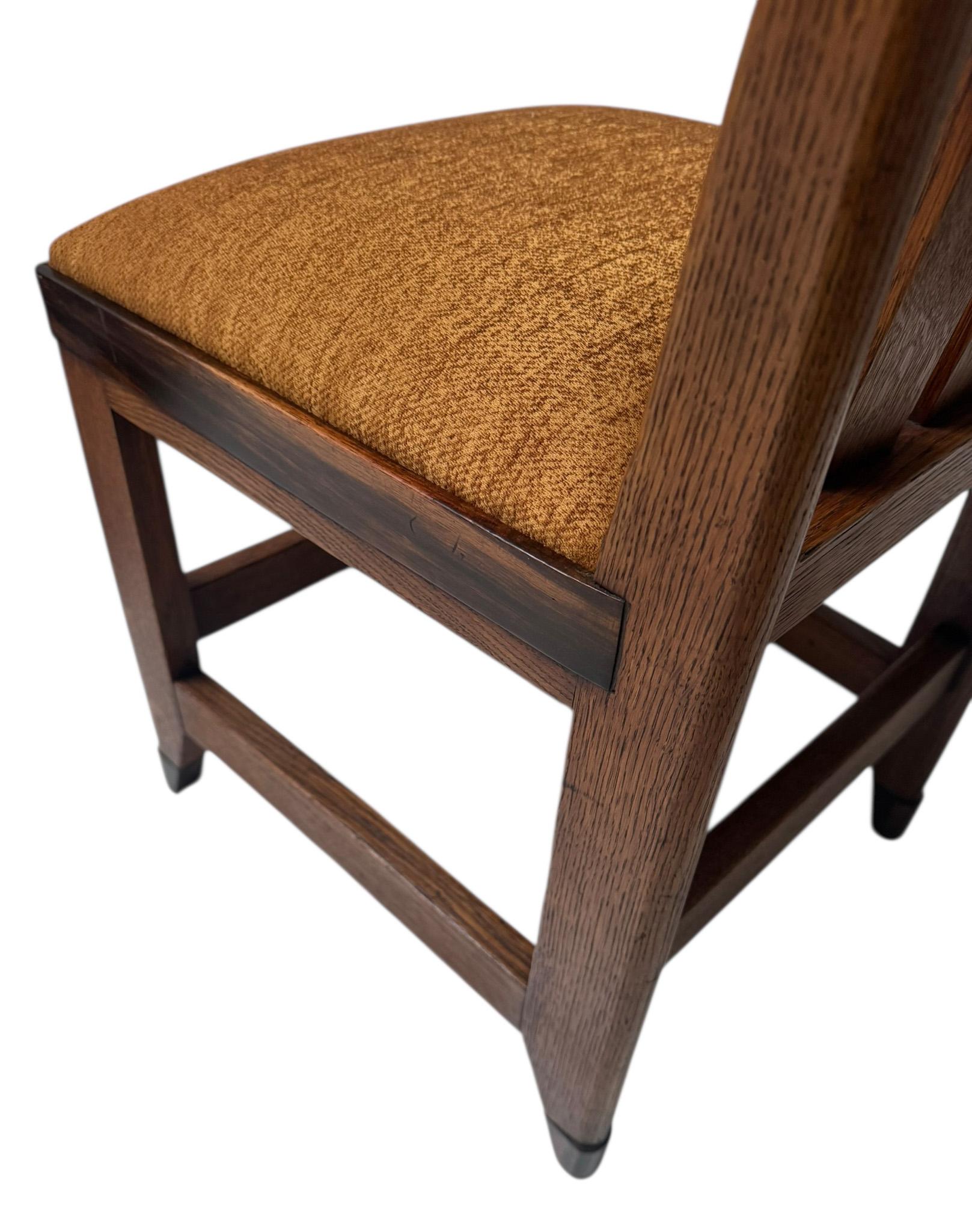 Vier modernistische Art-Déco-Esszimmerstühle von Hendrik Wouda für Pander, 1924 (Stoff) im Angebot
