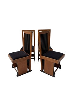 Vier modernistische Art-Deco-Esszimmerstühle mit hoher Rückenlehne von Architekt Caspers, 1920er Jahre