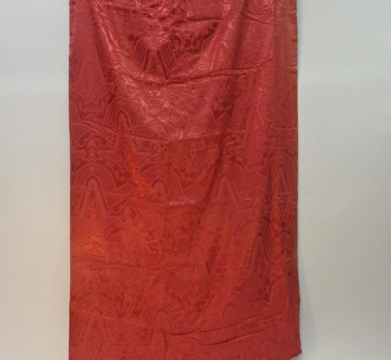Four Art Deco Print Red Curtain Panels For Sale at 1stDibs
