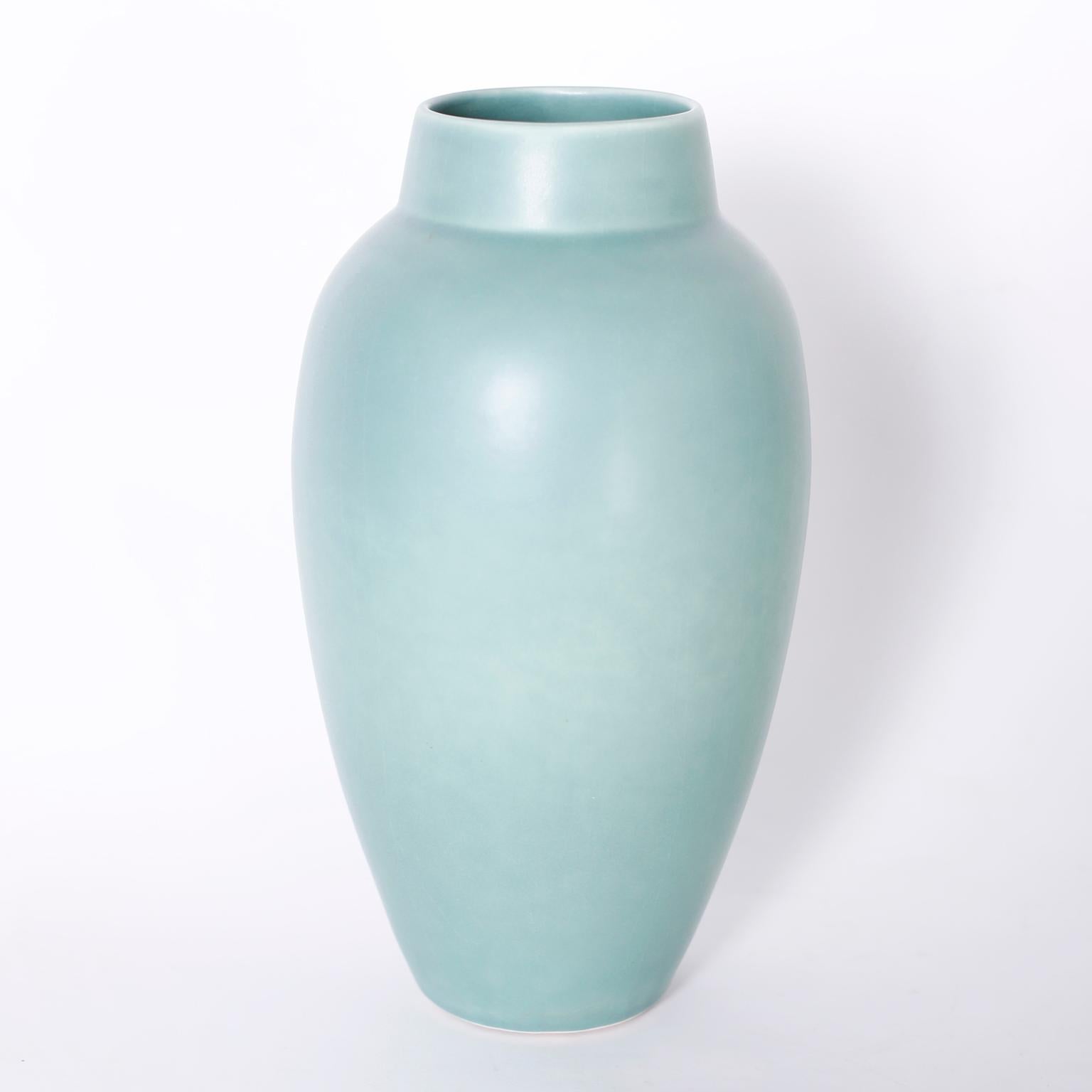 American Four Art Pottery Green Vases
