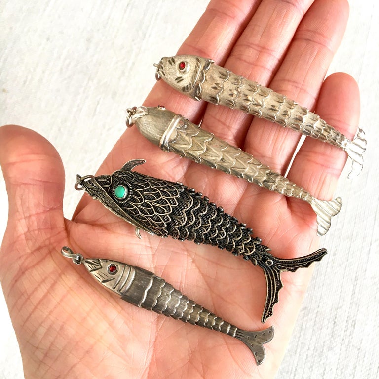 Four Movable Articulated Silver Fish Vintage Charm Pendants at 1stDibs | articulated  fish pendant, articulated fish charm, vintage articulated fish pendant