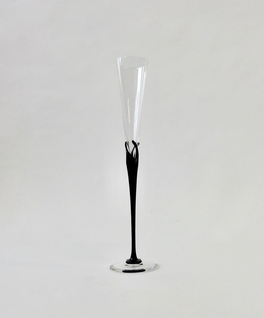 Mid-Century Modern Four Artist Signed Rosenthal Studio Line Champagne Flutes For Sale