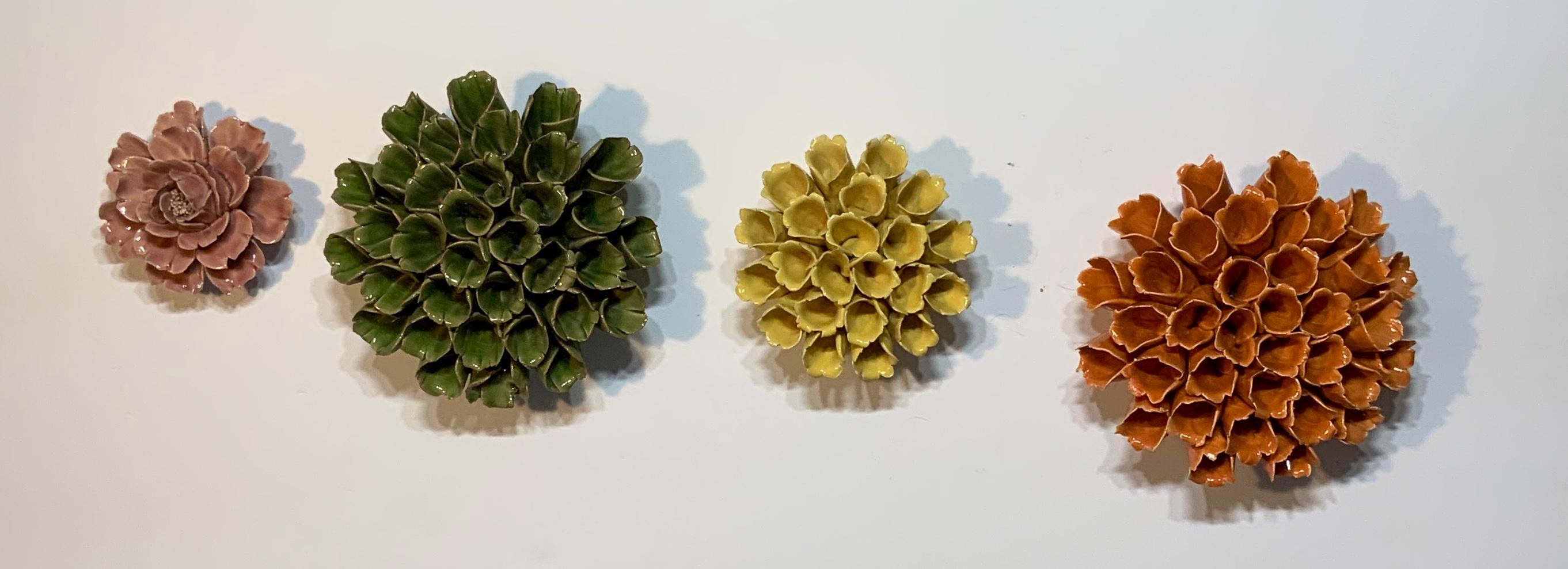 Four Artistically Made Ceramic Floral Wall Hanging 5