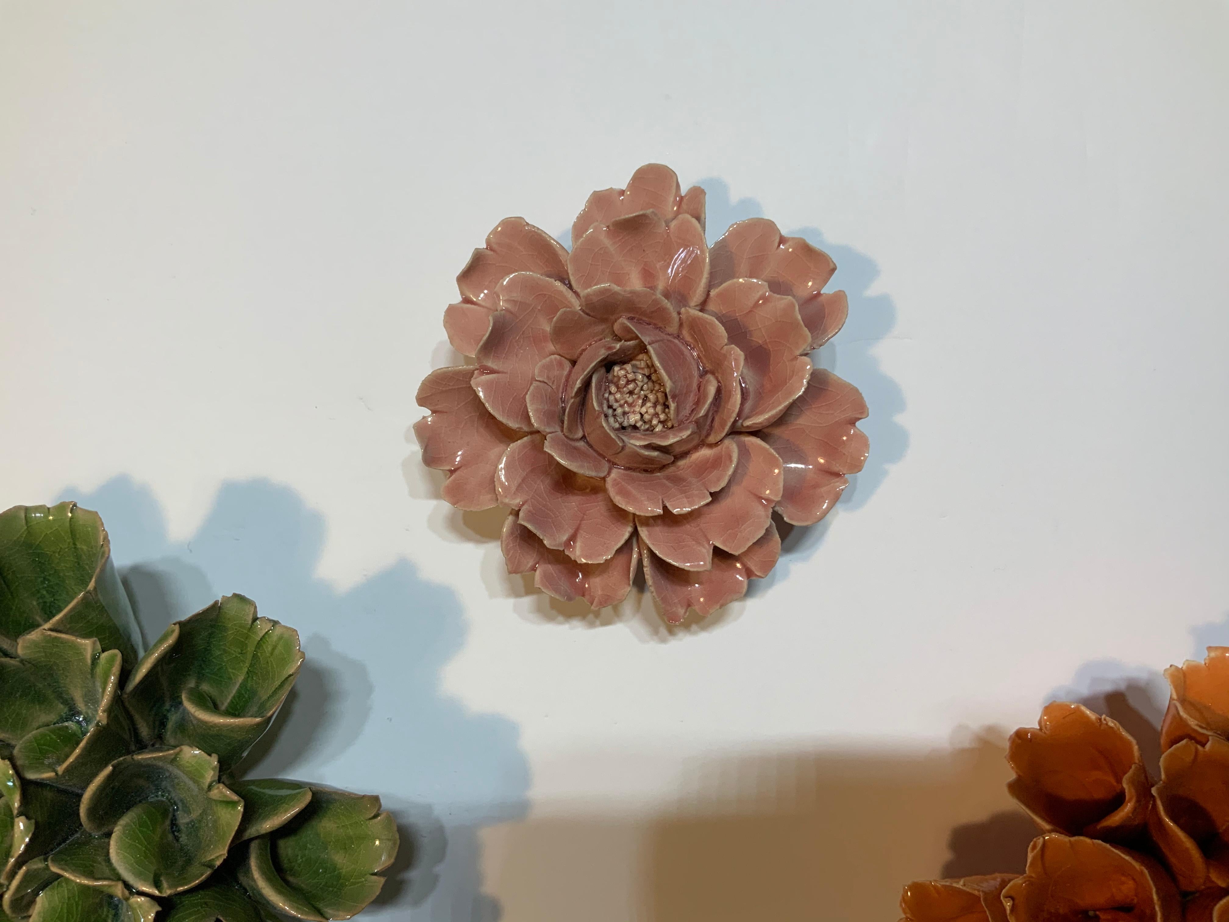 Four Artistically Made Ceramic Floral Wall Hanging 1