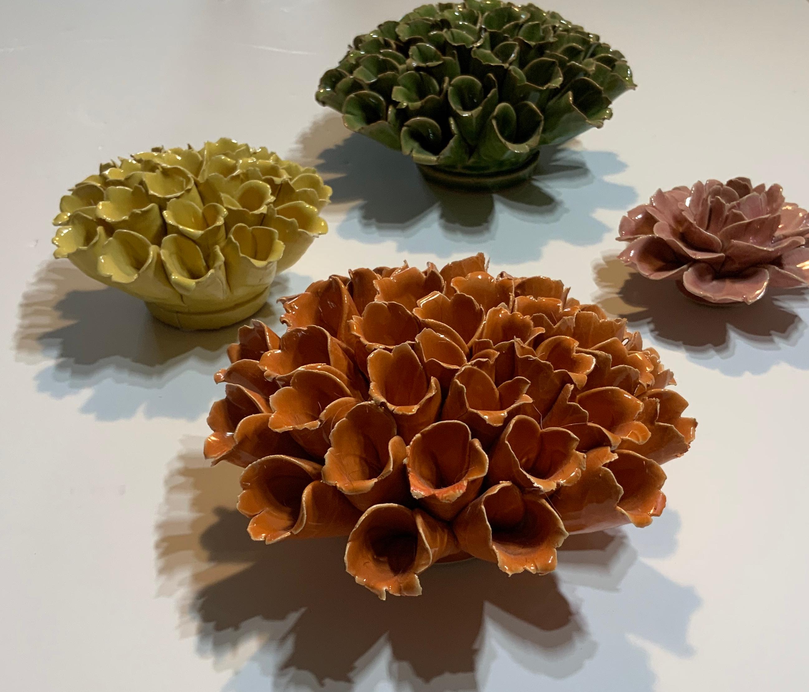 Four Artistically Made Ceramic Floral Wall Hanging 2