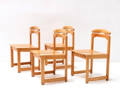 Four Ash Italian Mid-Century Modern Tapiovaara Style Chairs, 1970s