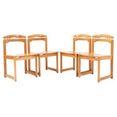 Four Ash Italian Mid-Century Modern Tapiovaara Style Chairs, 1970s