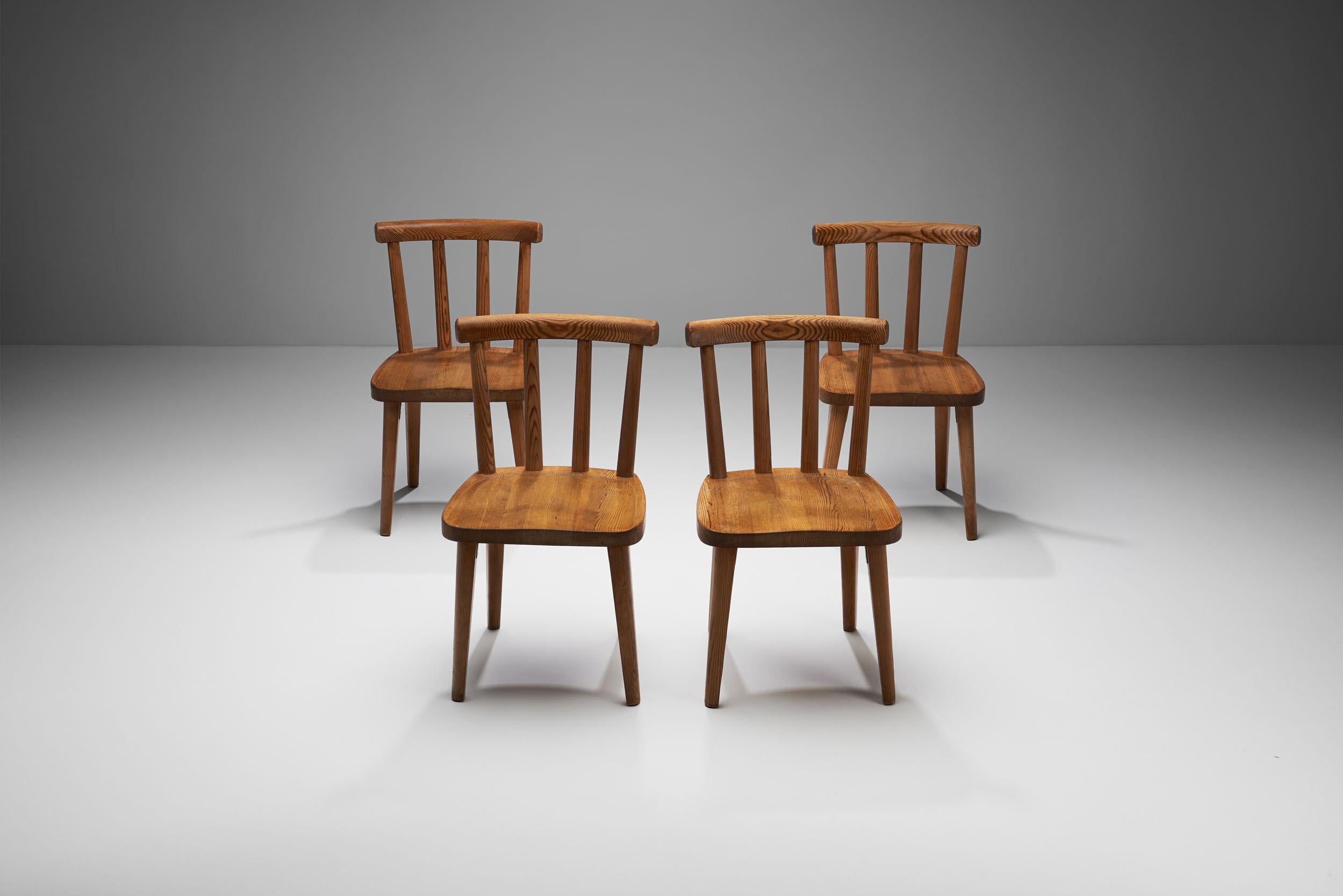 Modern Four Axel Einar Hjorth Utö Chairs, Sweden, 1930s