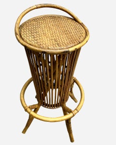 Four bamboo and rattan bar stools, Italy, circa 1960