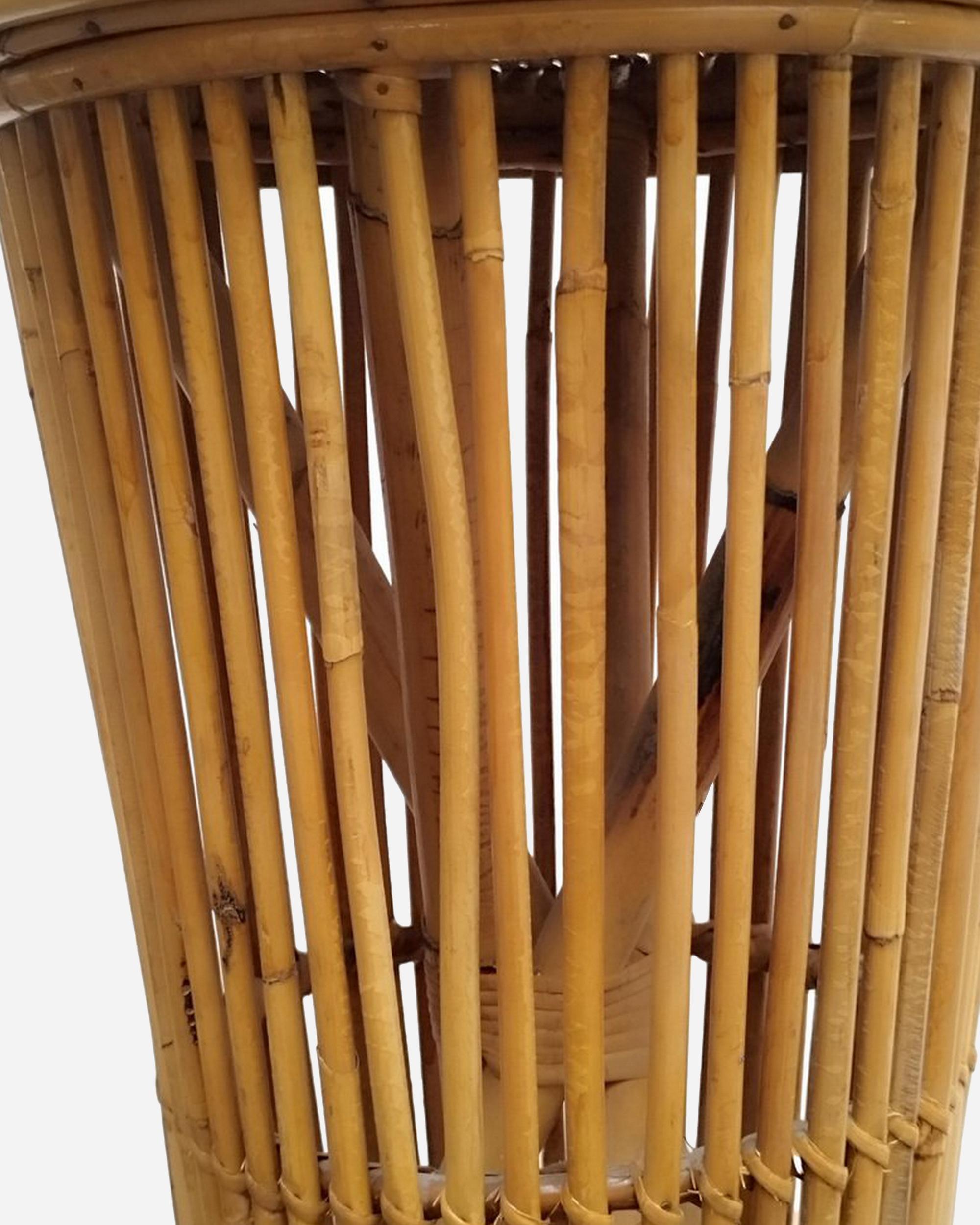 Four bamboo and rattan bar stools, Italy, circa 1960 In Good Condition For Sale In Paris, FR