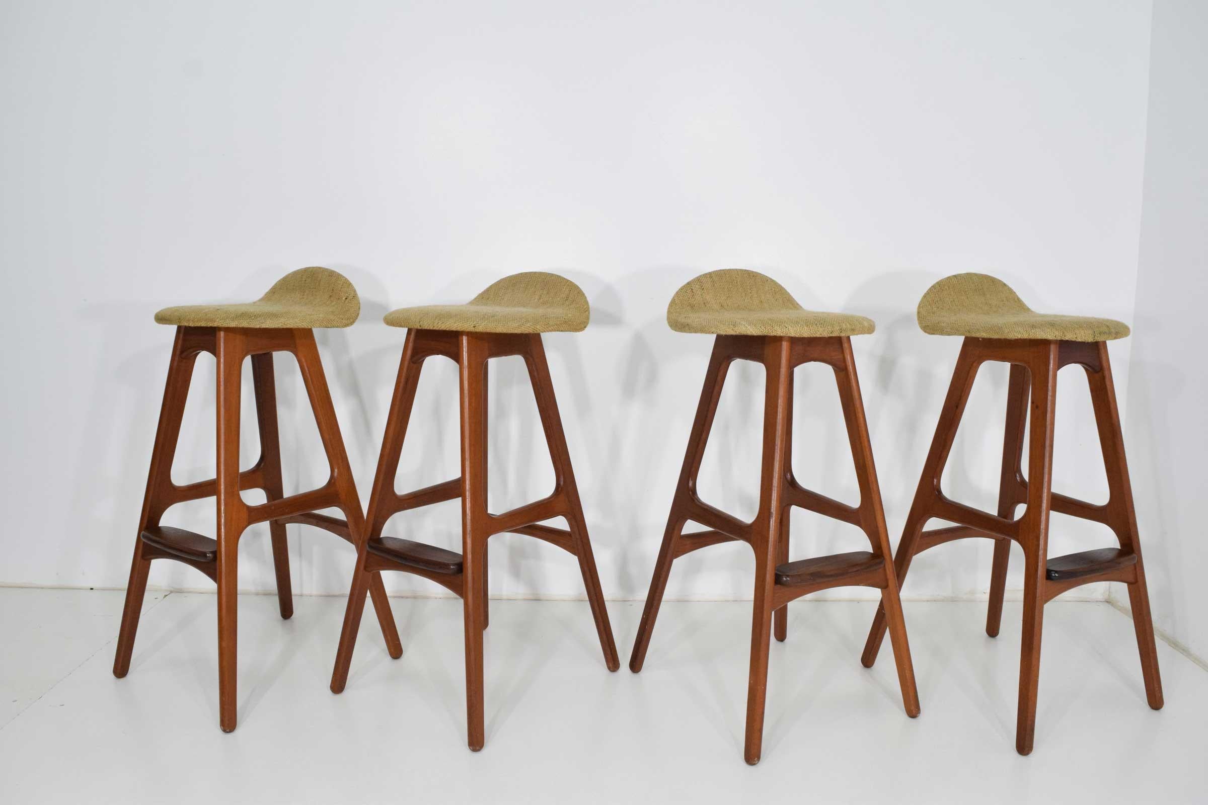 Danish Four Bar Stools, Model OD61, Designed by Erik Buch and Manufactured by Odense